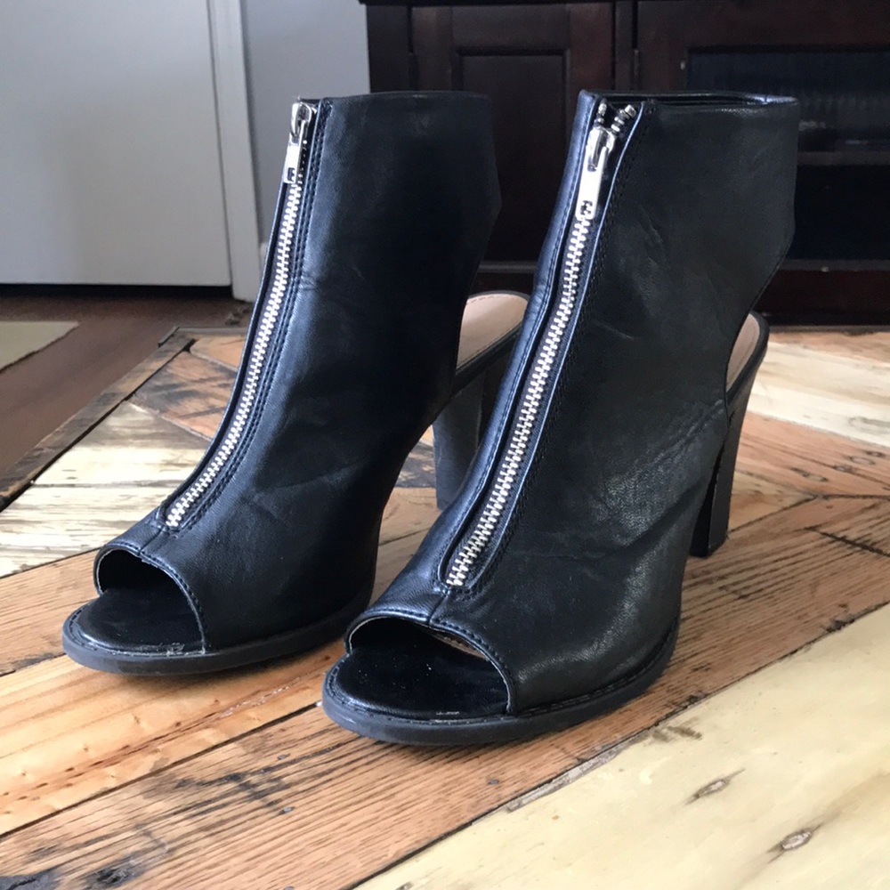 Report black peep toe booties
